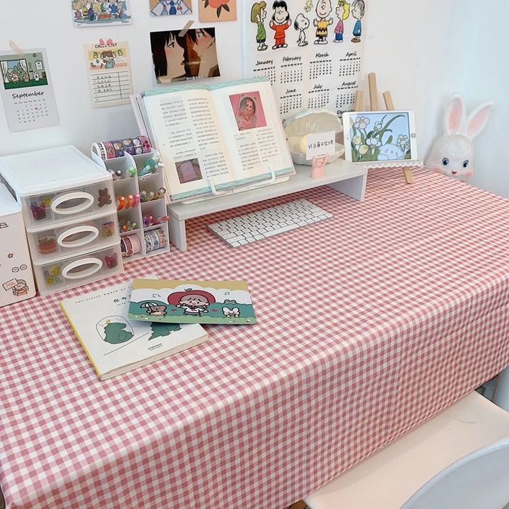 Dustproof Plaid Table Cloth Korean Tablecloth Simple Dining Desk Cover Rectangle Photo Background Cloth Living Room Decor 식탁보