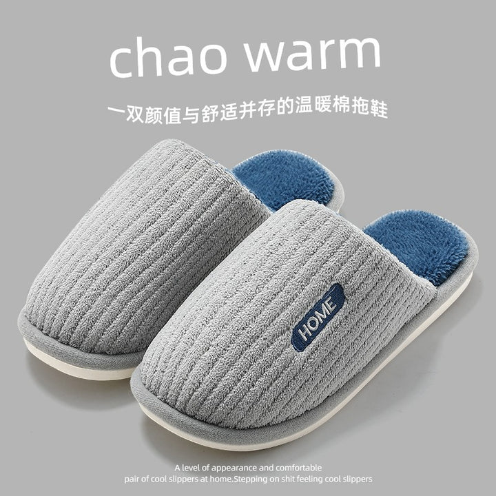 Waterproof Cotton Slippers Men Autumn and Winter 2025 New Arrival Indoor Home Non-Slip down Heattech Cotton Slippers Men's Winter