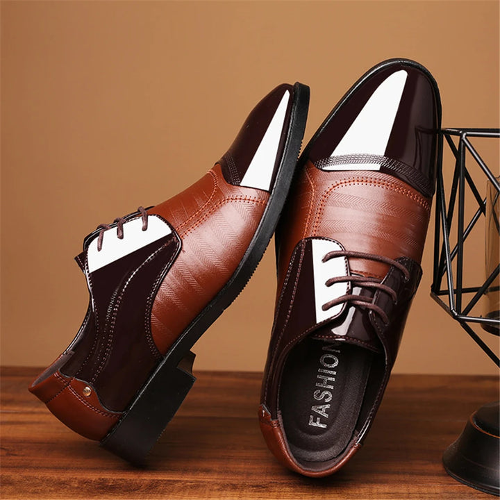 New Leather Shoes Men Lace Up Formal Dress Shoes Luxury Business Oxford Male Office Wedding Dress Shoes Footwear