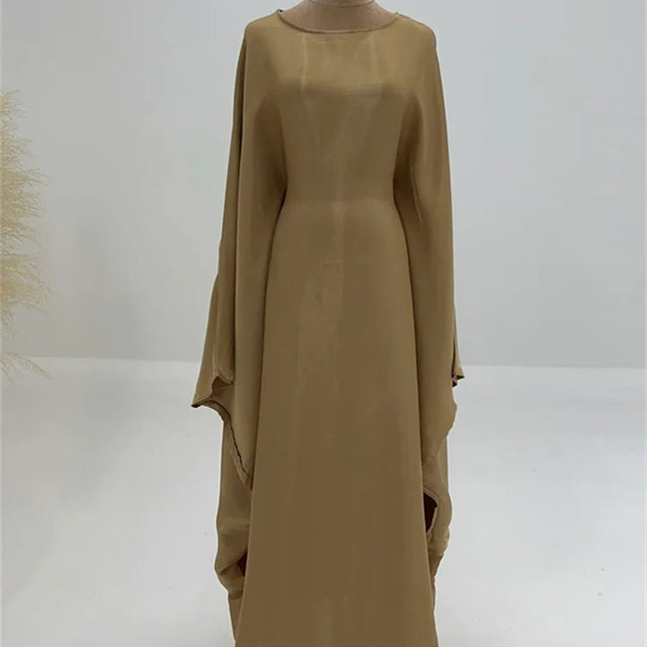 Tossy Autumn Loose Shiny Maxi Dress Butterfly Batwing Long Sleeve Muslim Clothes Party Solid Female Long Dress New