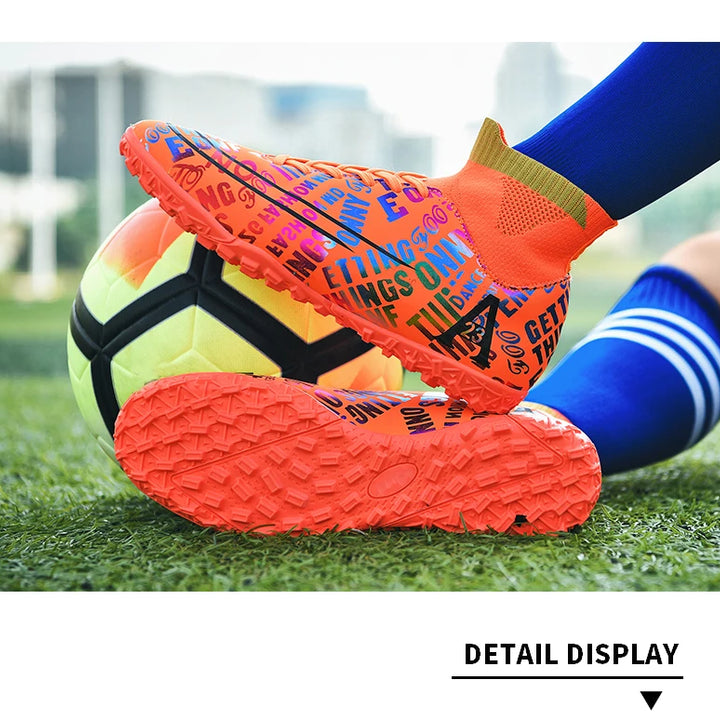 2025 New Hot Sale Football Boots Child Sneakers High Top AG Soccer Shoes Boys Outdoor Grass Training Shoes For Kids chuteiras de