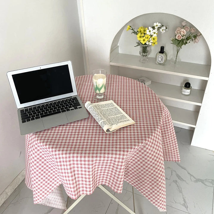Dustproof Plaid Table Cloth Korean Tablecloth Simple Dining Desk Cover Rectangle Photo Background Cloth Living Room Decor 식탁보