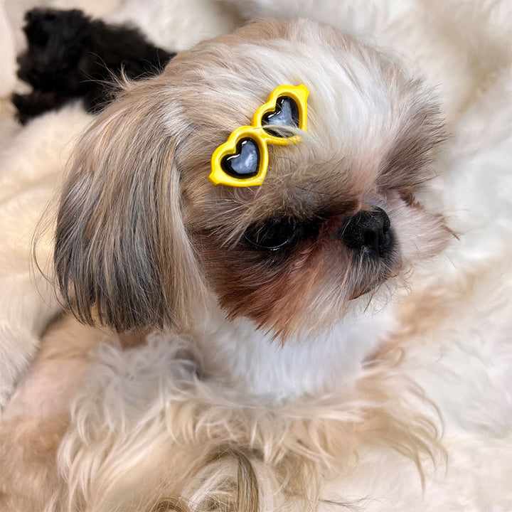 Pet Cute Heart Sunglasses Hairpins Pet Dog Hair Clips Puppy Cat Yorkie Teddy Pet Decor Barrette Hair Accessories For Small Dogs
