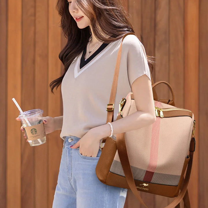 LONOOLISA Multi-functional Women's Backpacks Luxury Designer Rucksack High Quality Travel School Shoulder Bag Casual Sac A Dos