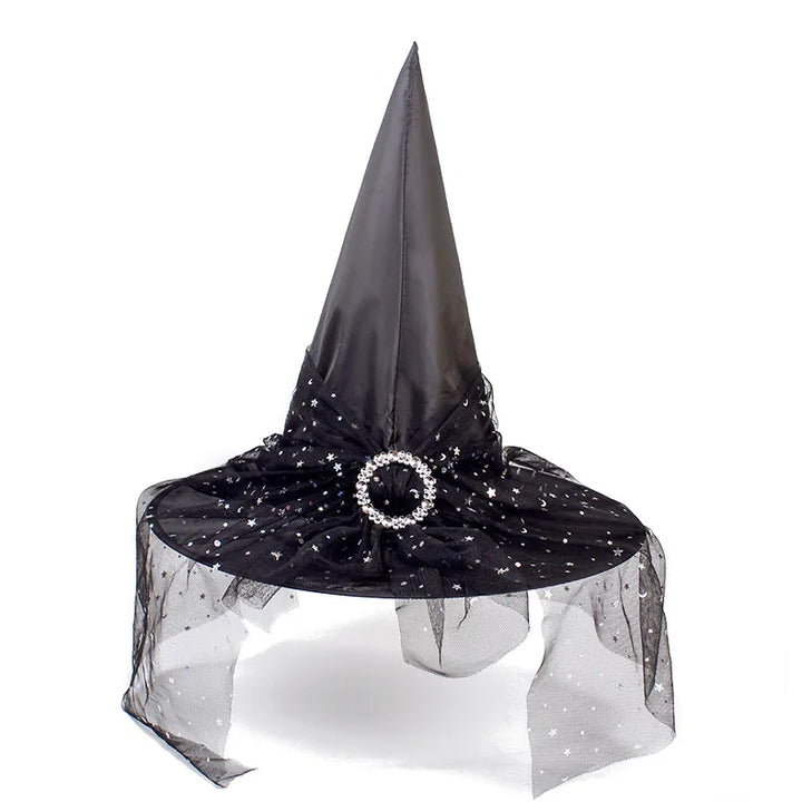 Halloween Hat Witch Decoration Props Adult and Children Cosplay Mesh Headwear