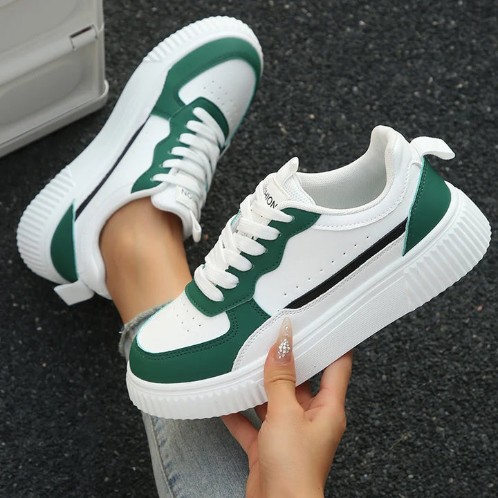 Women Sneakers Spring Autumn Plus Size White Sneaker Women Leather Platform Vulcanizd Shoes Woman Comfort Lace Up Flat Sneakers