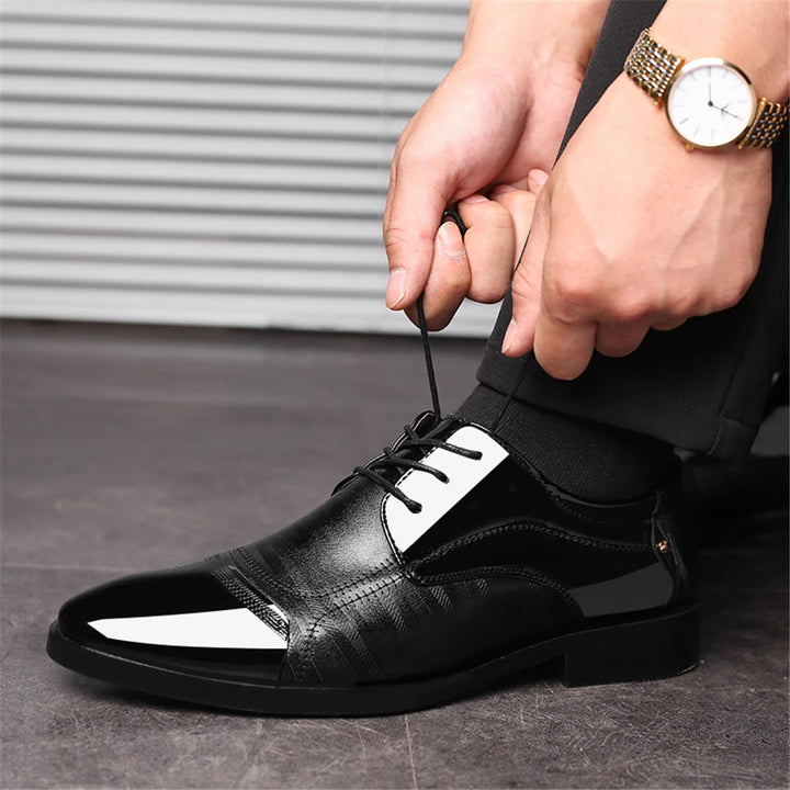 New Leather Shoes Men Lace Up Formal Dress Shoes Luxury Business Oxford Male Office Wedding Dress Shoes Footwear