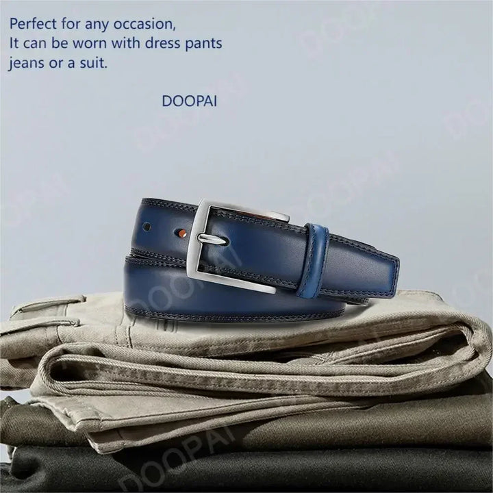 Men Belts High Quality Leather LONG Large Pin Buckle Metal Automatic Buckle Male Belts Strap Male