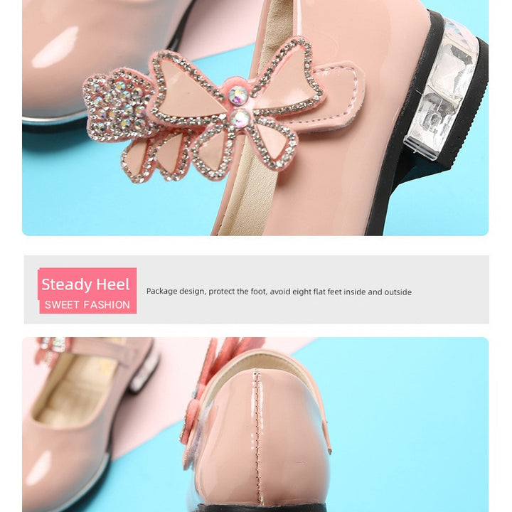 2025 Children's Shoes Girls Black Leather Shoes Performance Shoes Spring & Fall Soft Bottom Children's Single-Layer Shoes Student White Girls Princess Shoes