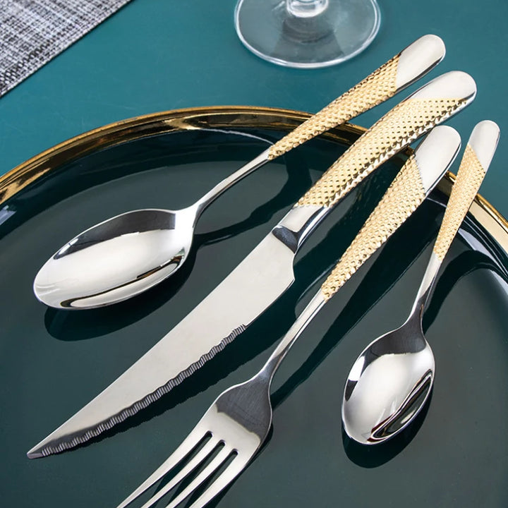 Kitchen Tableware Cutlery Set  Cutlery Set Stainless Steel Luxury Dinnerware Fork Spoon Knife Western Dinner Set Gold