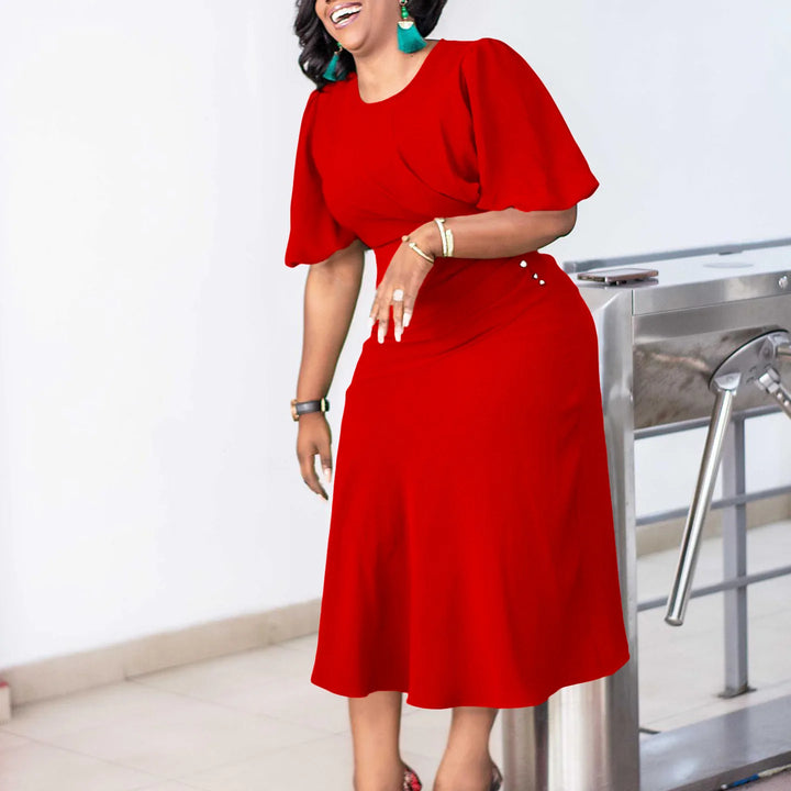 FairyShely Solid Short Sleeve Plus Size Long Dress Women O Neck Large Big Dresses Lady Summer Party Tight Curvy Dress
