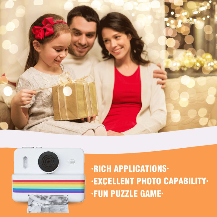 2.8 Inch Large Screen Instant Print Camera, HD Digital Video Camera for Kids, Outdoor Zero Ink Portable Print Toy Camera