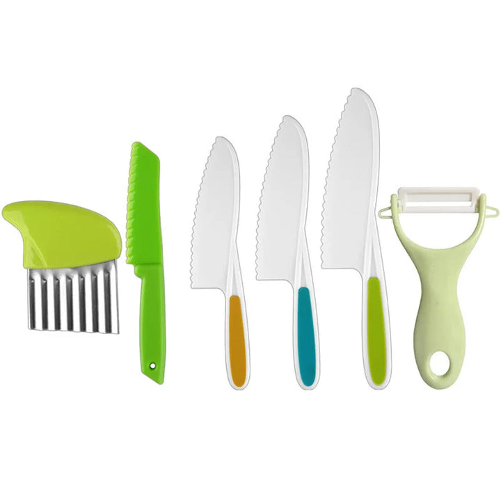 Plastic Kitchen Tools for Kids Cutting Board Knife Set Children Safety Cooking Tools for Picnics Camping Use