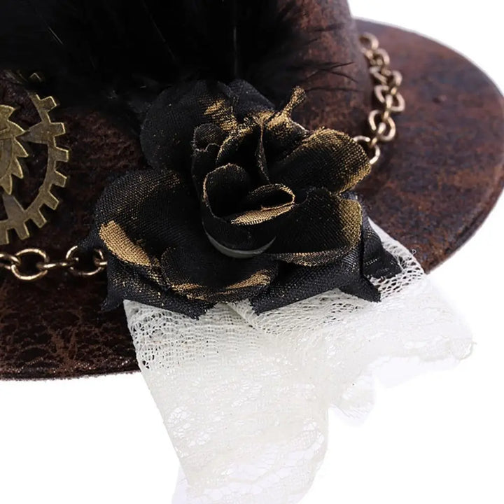 Vintage Halloween Top Hat Fashion Lightweight Scarecrows Witch Hat Gears Feather Funny Steampunk Hair Clip Carnival Party