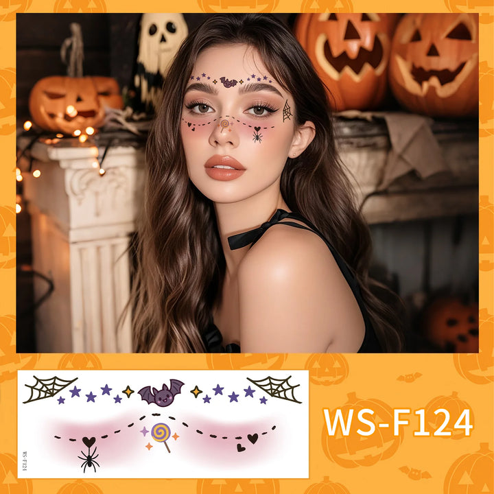 Halloween Makeup Face Stickers Cute Makeup Tattoo Stickers Waterproof and Sweat-Proof Tattoo Stickers