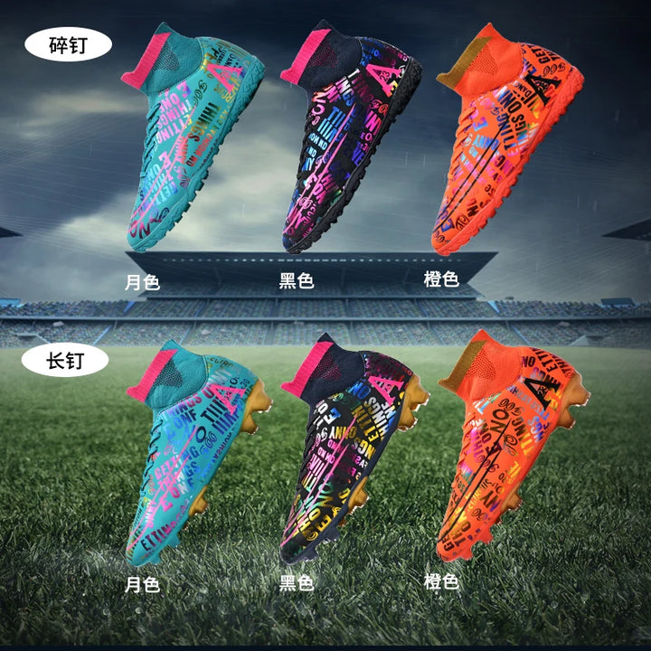 2025 New Hot Sale Football Boots Child Sneakers High Top AG Soccer Shoes Boys Outdoor Grass Training Shoes For Kids chuteiras de
