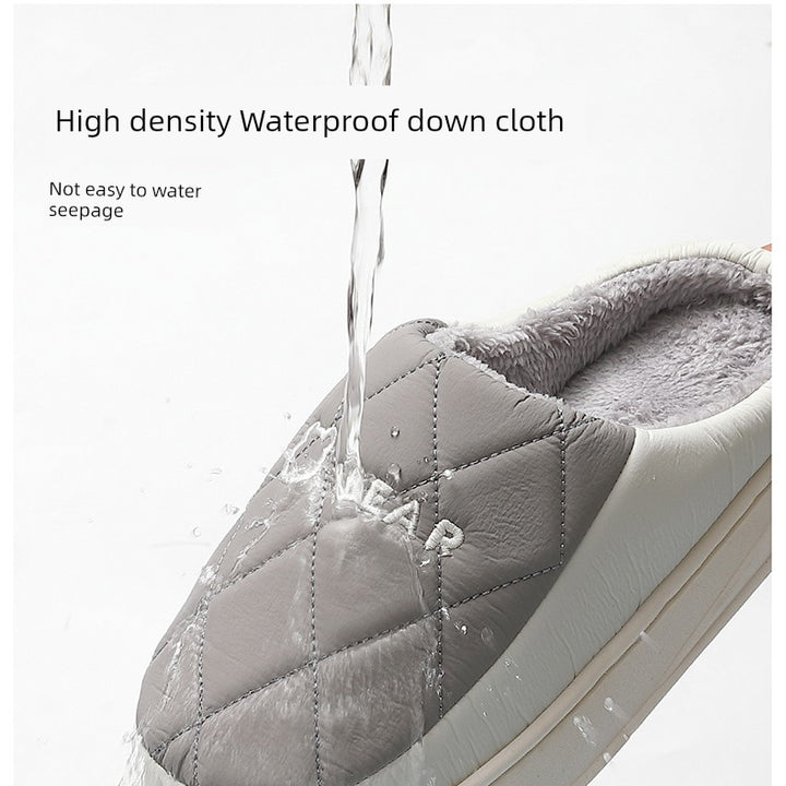 Waterproof Cotton Slippers Men Autumn and Winter 2025 New Arrival Indoor Home Non-Slip down Heattech Cotton Slippers Men's Winter