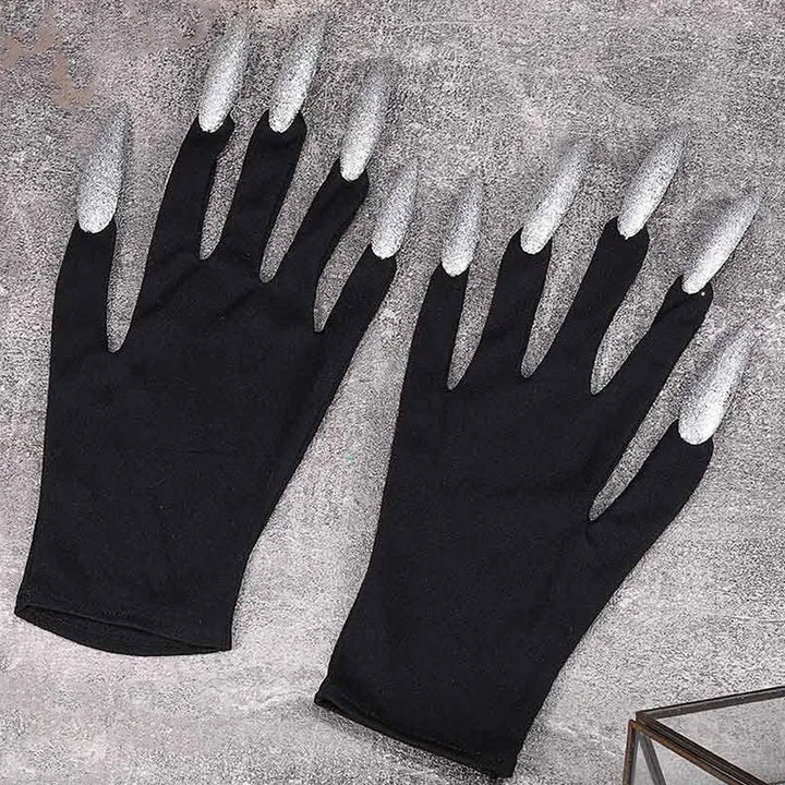Halloween Gloves Makeup Black Nail Ghost Claw Dress Up Short Gloves Fashion Cosplay Halloween Performance Gloves Accessories