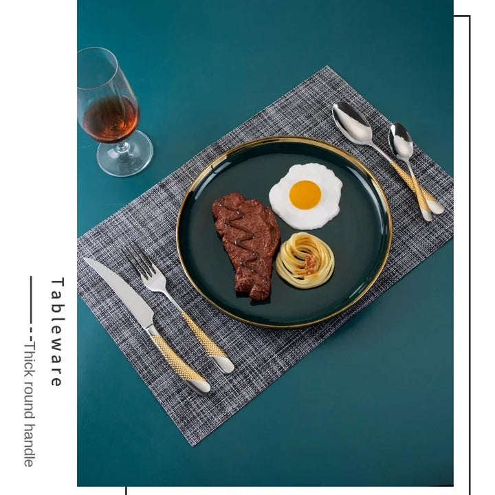 Kitchen Tableware Cutlery Set  Cutlery Set Stainless Steel Luxury Dinnerware Fork Spoon Knife Western Dinner Set Gold