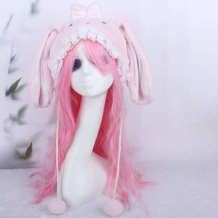 Halloween Girl Funny Headgear Cute Rabbit Ears Cap Warm Plush Pet Hat Christmas Cosplay Props Headwear Supplies