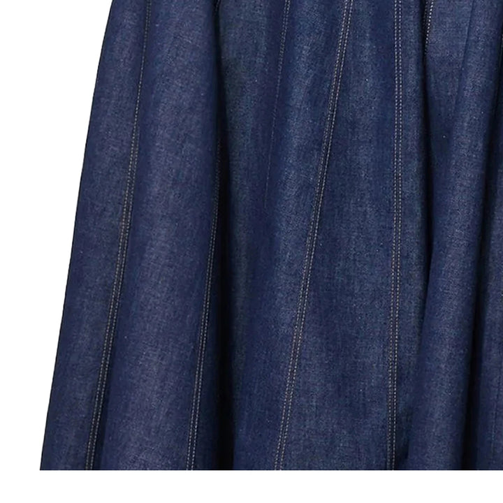 Fashion Sleeveless High Waist Maxi Dress Denim  Elegant O Neck New Office Ladies