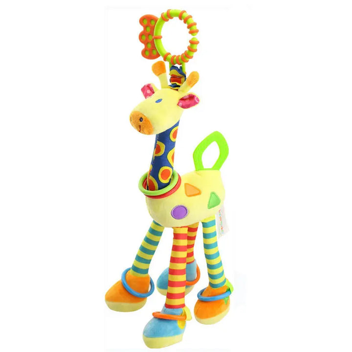 Soft Giraffe Zebra Animal Handbells Rattles Plush Infant Baby Development Handle Toys WIth Teether Baby Toy For Newborn Gifts