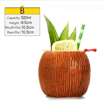Tiki Mugs Ceramic Hawaiian Luau Party Mugs Drinkware, Cute Exotic Cocktail Glasses, Tiki Bar