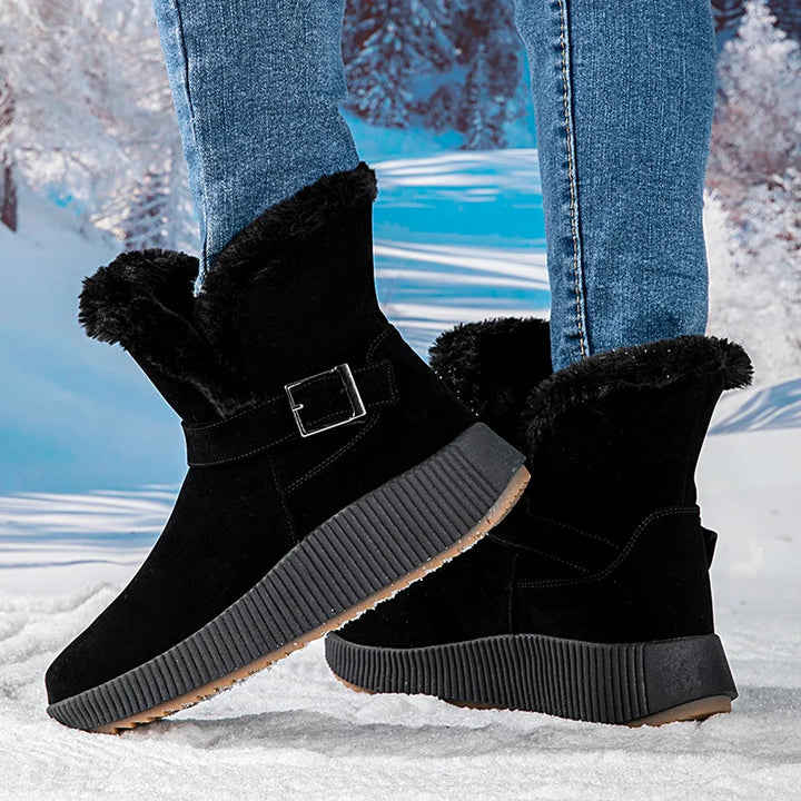 New Fashionable Bow Round Toe Elegant Snow Boots Winter Flat Wear-resistant Soft Students Plus Velvet Warm Women's Shoes