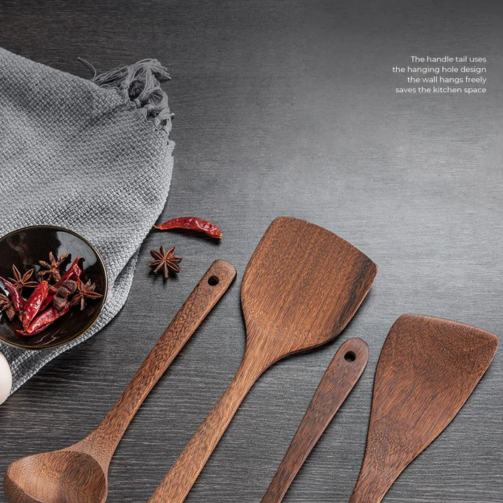 Kitchen Utensils Set Non-Stick  Cookware for Kitchen Wooden Handle Soup spoon spatula Rice spoon shovel Kitchen Accessories