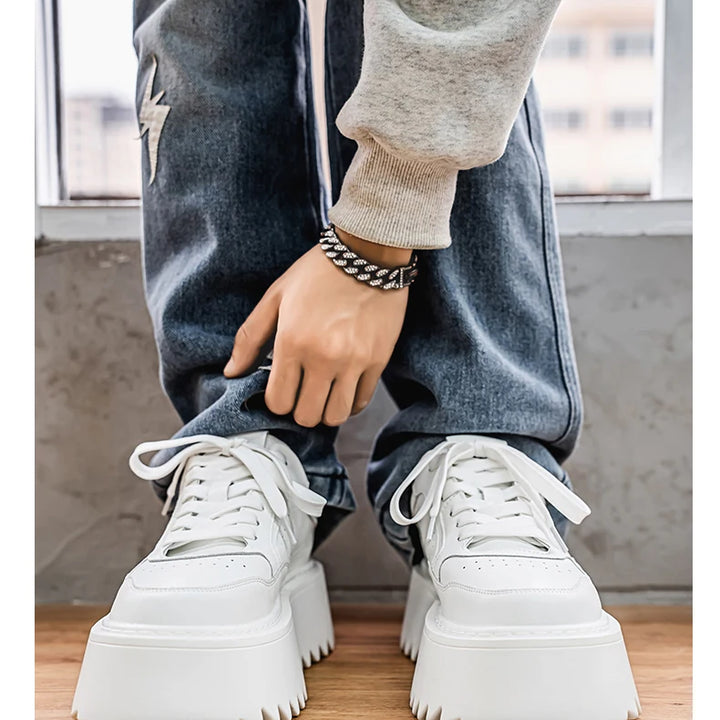 Small White Shoes, Men's New Increase Platform Shoes 2025 Spring Retro Trend Platform Shoes