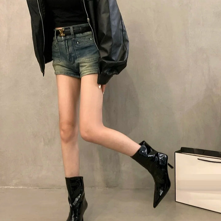 New Women High Heels Ankle Boots Sexy Pointed Toe Shoes 2024 Winter Fashion Chelsea Boots Women Shoes Pumps Casual Mujer Botas