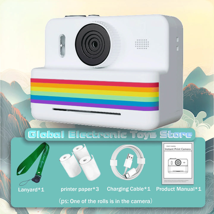 2.8 Inch Large Screen Instant Print Camera, HD Digital Video Camera for Kids, Outdoor Zero Ink Portable Print Toy Camera