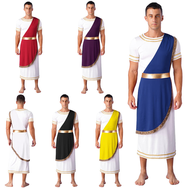 Halloween Men Ancient Greek Roman Toga Adults Retro Gold Cosplay Costume Long Robe Carnival Theme Party Fancy Dress Outfits