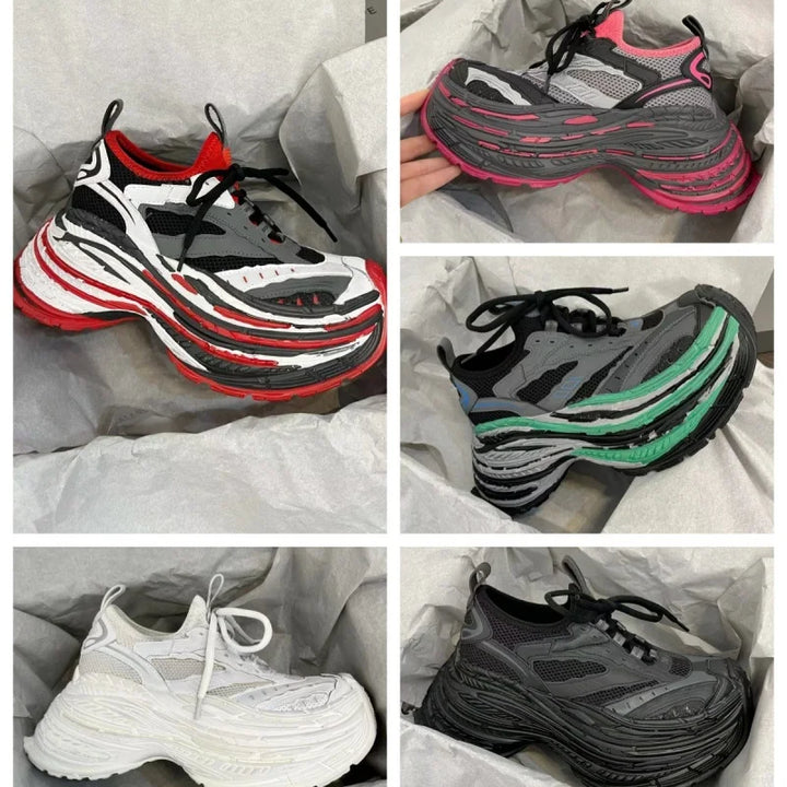 Fashion Designer Shoes Sneakers for Women and Men Mixed Colors Mesh Air Thick Sole Couple Chunky Sneakers Height-increasing
