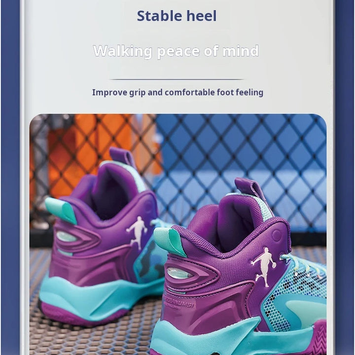 Basketball Shoes Big Kid Non Slip High-top Sport Training Sneakers Childrens Lightweight Outdoor Basketball Boots for Boy Yout