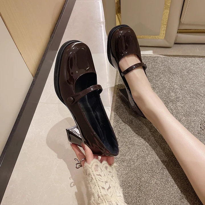 Women's Dresses Leather Shoes New Spring Autumn Women's Loafers Fashion Catwalk Versatile Mary Jane Shoes Ladies High Heel Shoes