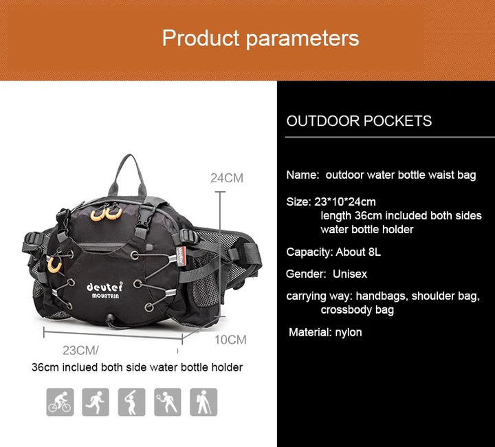 Your Ultimate Outdoor Companion
Durable, lightweight, and water-resistant — this multifunctional nylon waist and chest bag is perfect for travel, cycling, hiking, running, and everyday adventures. 🎒🚴‍♂️