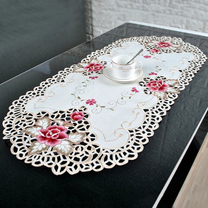 Embroidered Lace Tablecloth Floral Table Cloth/Mat Wedding Party Event Home Decor Table Runner Dining Table Cloth