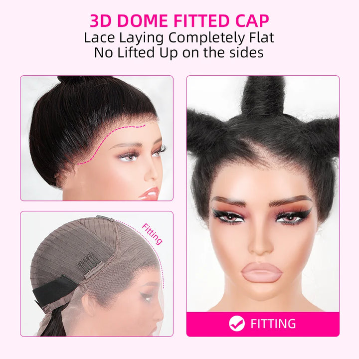 Hidden Strap Straight 360 Lace Front Wigs Human Hair Pre Plucked 12A Glueless Brazilian Virgin Wig With Drawstring HD Full Lace