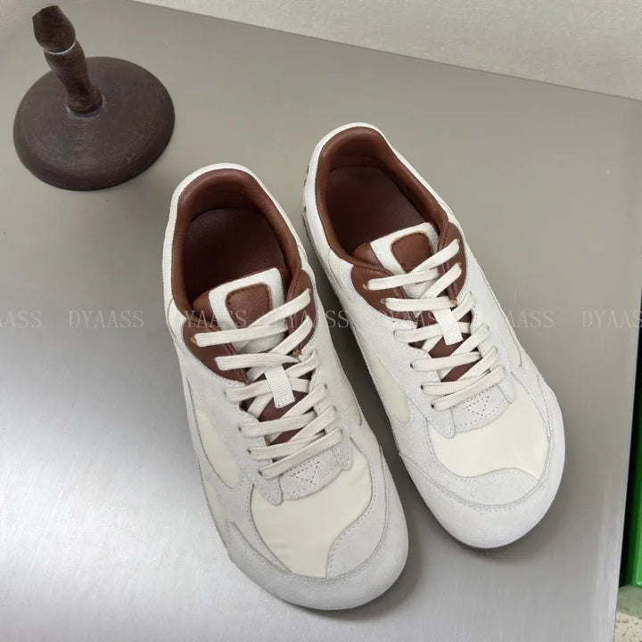 Designer Women Sneakers Casual Shoes Women Men Lace Up Round Toe Flats Non Slip Comfort Concise  Mixed Color Walking Shoes