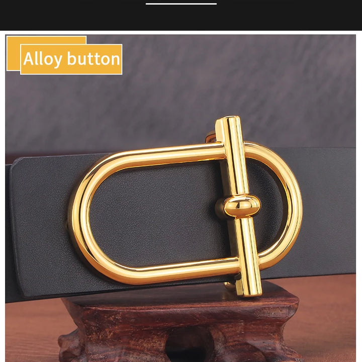 Personality Slide Buckle 3.8cm Cowskin Wide Luxury Strap Men Belts Genuine Leather  Designer Golden Jeans Casual Waistband
