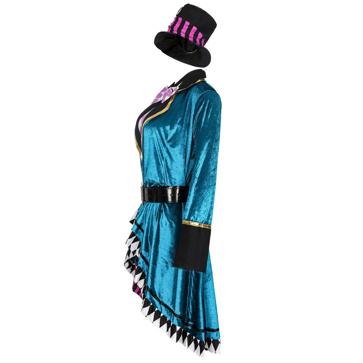 Halloween Alice In Wonderland Clock Mad Hatter Cosplay Costume Sexy Adult Women Magic Show Tuxedo Fancy Dress