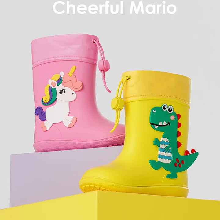Kids Girl Boy Rain Boots Waterproof Toddler Rainboots Children's Shoes Rubber Boots Kids Baby Cartoon Dinosaur Water Shoes Boots
