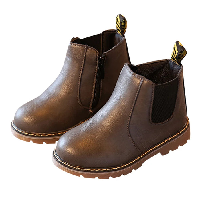 Retro Style Children Boots 2023 Autumn Winter Fashion Kids Solid Casual Cotton Shoes for Toddler Boys Girls Leather Boots