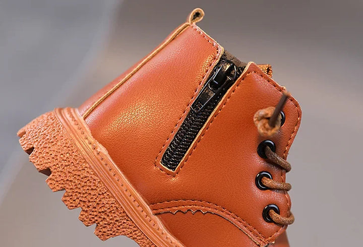 Kids Boots for Boys Spring Autumn Children's Causal Ankle Boots Fashion Black Versatile Girls School Leather Boots Side Zipper