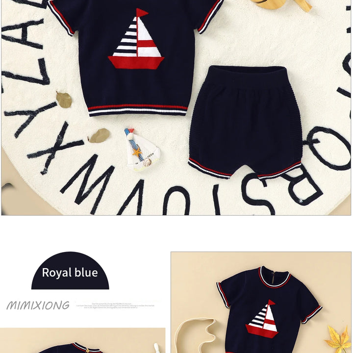 Baby Clothes Sets 0-18m Newborn Infant Boys Cotton Short Sleeve Pullovers Tops+Shorts Suits Casual Toddler Outwear Outfit Summer