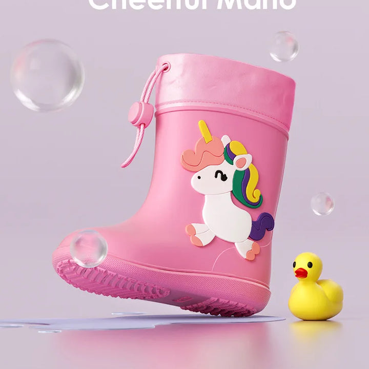 Kids Girl Boy Rain Boots Waterproof Toddler Rainboots Children's Shoes Rubber Boots Kids Baby Cartoon Dinosaur Water Shoes Boots