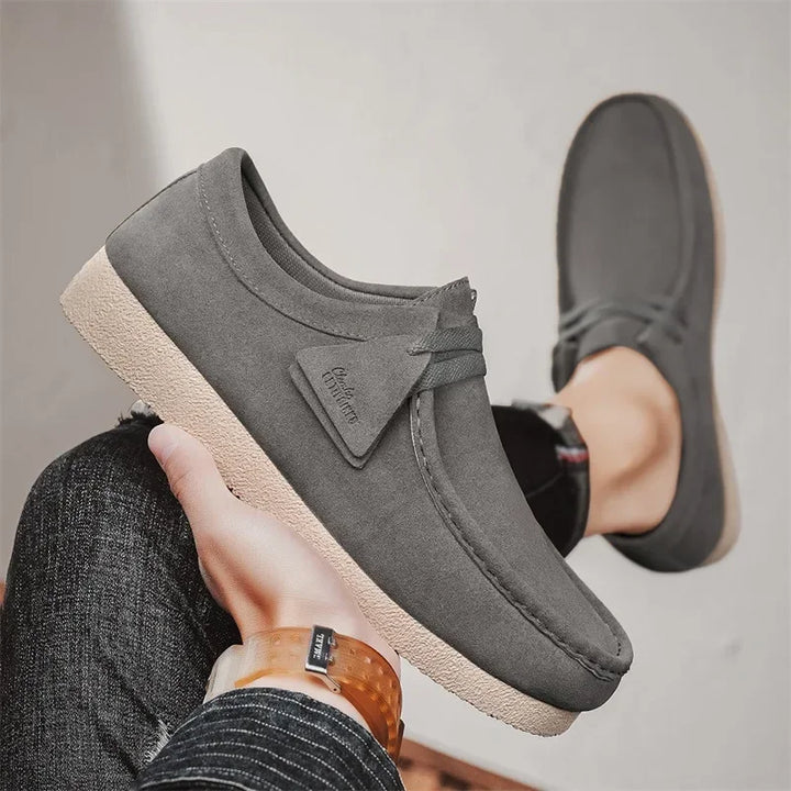 Fashion Khaki Casual Shoes For Men Suede Leather Loafers  Lightweight Leisure Shoes