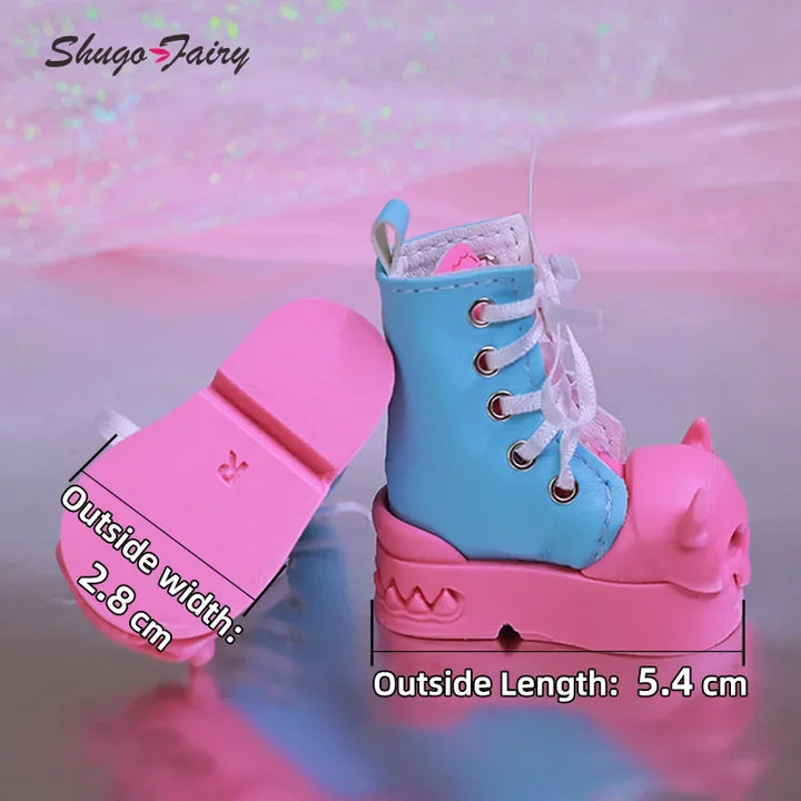 Halloween BJD Shoes for 1/4 Minifee Activeline BJD Doll High Boots Black Pink Horn Skeleton Shoes for BJD Accessories WX4-318