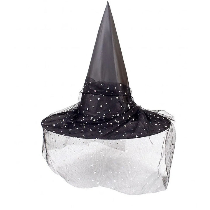 Halloween Witch Hat Decoration Props Reusable Witches Hats Cloth Adult Children Cosplay Hat Prop Party Cosplay Polyester Taffeta